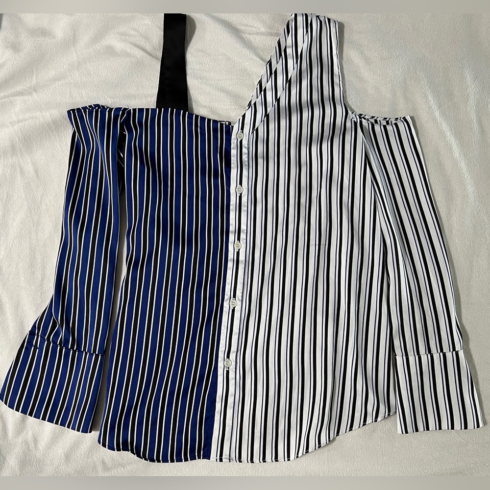 Striped Blue and White Long Sleeve International Concepts Button Up